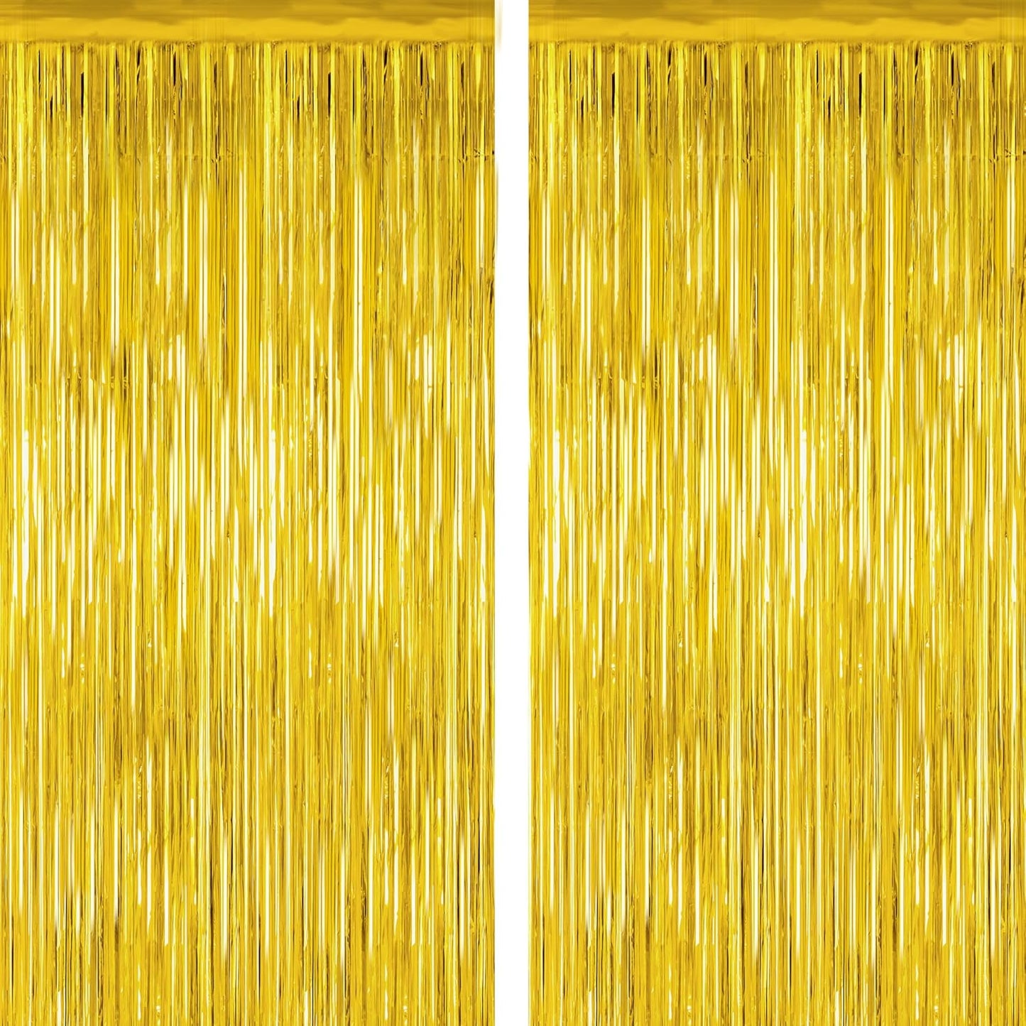 2 Pack Gold Tinsel Backdrop, 3.28 FT x 7.05 FT Metallic Fringe Curtain, Gold Color Graduation Backdrop Party Streamers, Party Supplies Door Decorations for Birthday Anniversaries