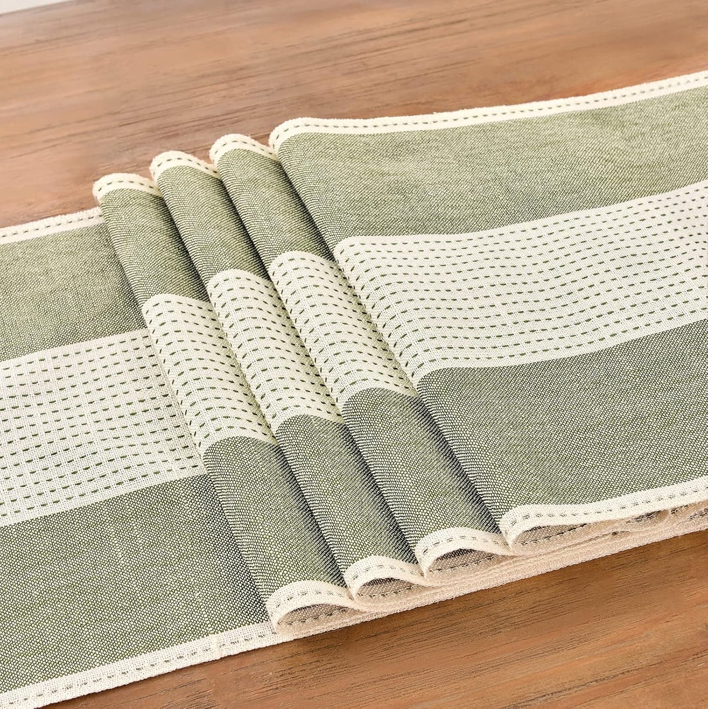 Wracra Linen Table Runner, Farmhouse Macrame Table Runners 72 Inches Long for Dining Table Decor, Wedding, Party and Dresser Decor (Sage Green,72")