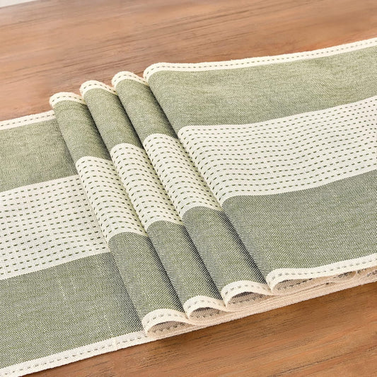 Wracra Linen Table Runner, Farmhouse Macrame Table Runners 108 Inches Long for Dining Table Decor, Wedding, Party and Dresser Decor (Sage Green,108")