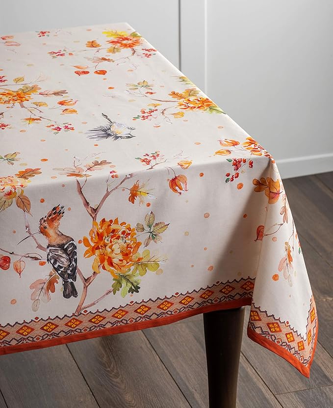 Maison d' Hermine Table Cloth Rectangle Table 100% Cotton 60 x 108 Inches Fall Tablecloth Reusable Everyday Use for Thanksgiving Christmas Decorations Dining Farmhouse Party (Kelim - Prairie)