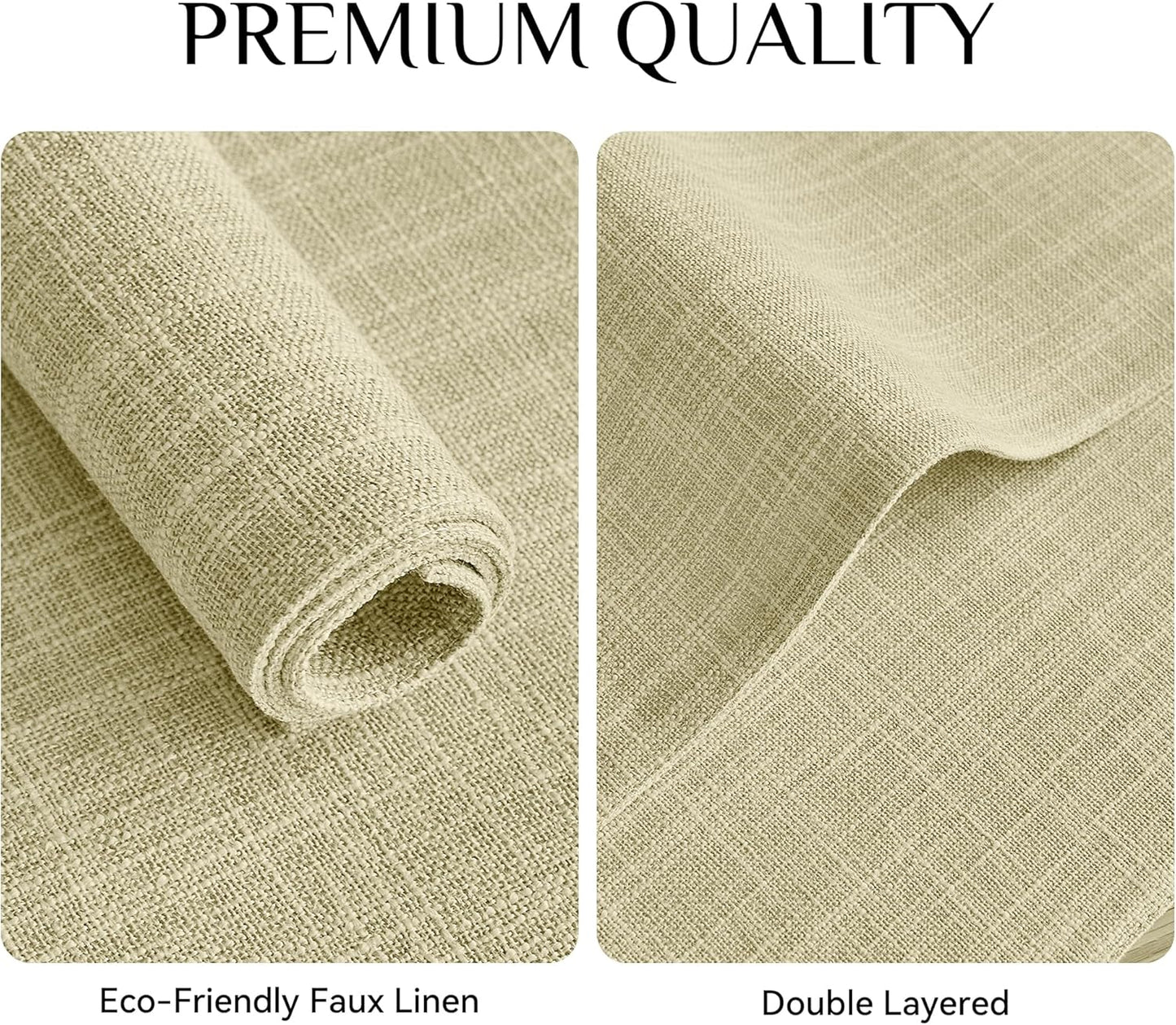 Softalker Faux Linen Placemats Set of 12-12 x 18 Inch, Heat Resistant Double Layered Durable Burlap Farmhouse Place Mats, Non-Slip Washable Rustic Table Mats for Dining, Kitchen, Party（Light Linen
