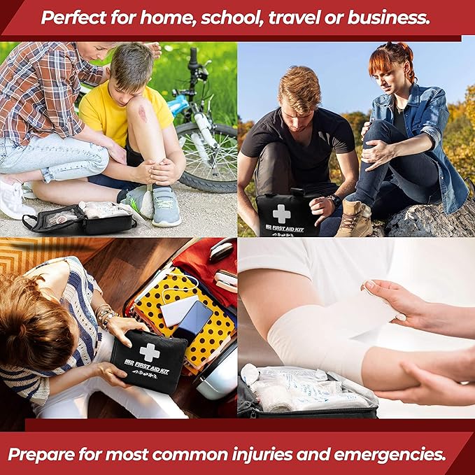 M2 BASICS Premium First Aid Kit, 300 Pieces, 40 Unique Items – First Aid Kit for Home, Car, Vehicles, Business, Travel, Outdoors, Camping, Travel Sports – Durable Bag, Emergency Medical Supplies