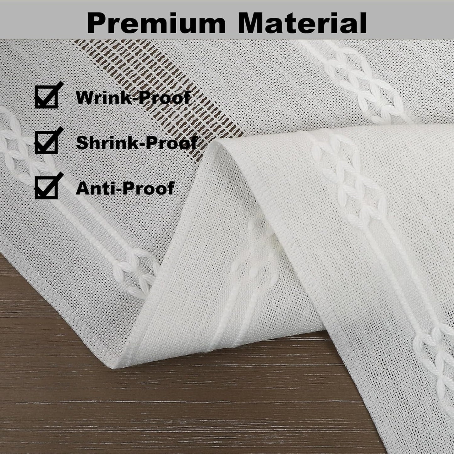 Gernaice Boho Table Runner, Embroidered Cotton Linen Farmhouse Table Runners for Holiday Wedding Dining Living Room Bedroom Home Decor, 90" L X 13" W Cream White