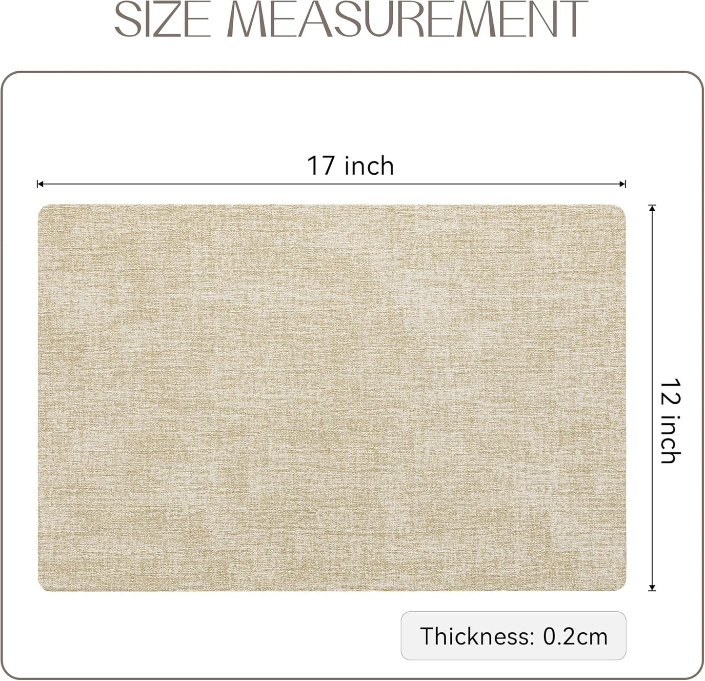Romanstile Vinyl Placemats Set of 8-12 X 18 Inch - Heat Resistant Place Mats 100% Waterproof Oilproof Wipeable Reversible Faux Leather Table Mats for Kitchen/Dining/Party/Outdoor, Beige