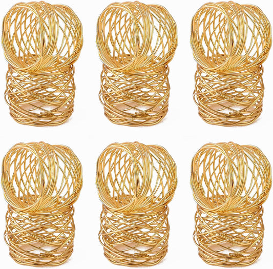 ALPHA Living HOME Gold Napkin Rings 12 Set of Premium 100% Metal, Rust-Resistant Tabletop Décor - Napkin Holders Buckles for Family Dinner, Wedding, Party, Decorations, Banquet, Party, Easter