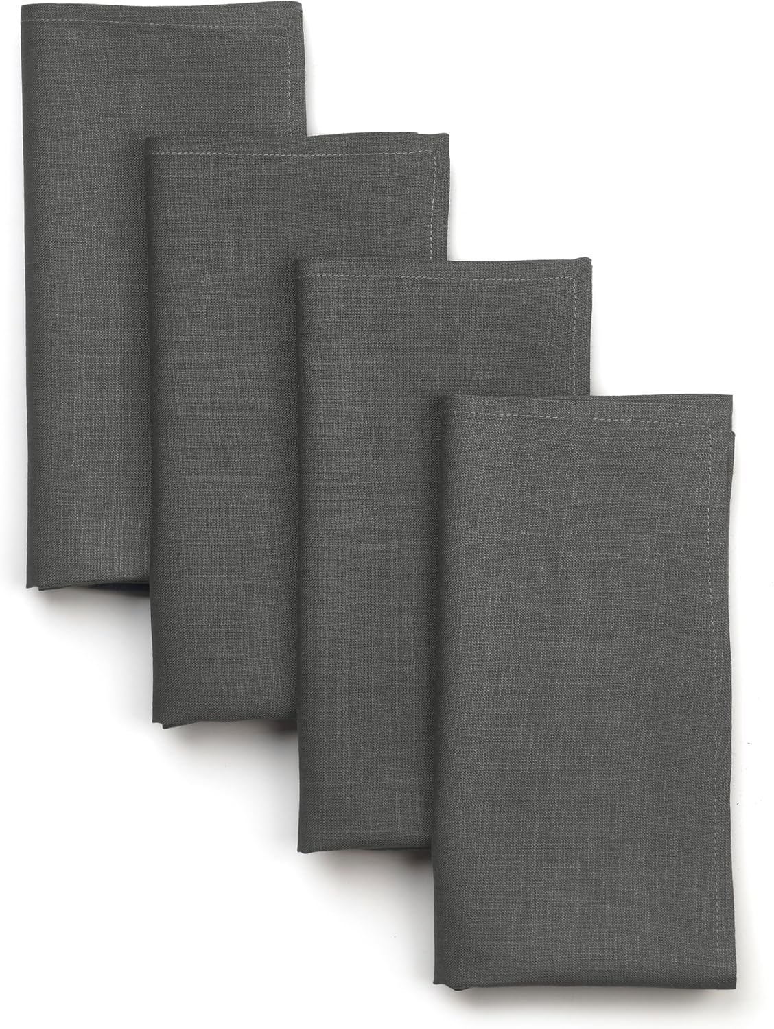 D'Moksha Homes Charcoal Grey Linen Napkins 18 x 18 Inch - 100% Pure Linen Cloth Washable Dinner Napkins Set of 4 for Fall, Autumn and Halloween