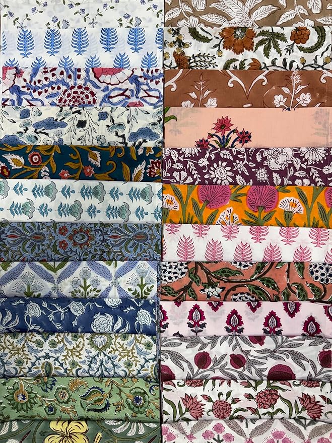 Napkins, Kitchen Towels, Table Decor, Table Linen, Cotton Cloth Border Napkins, Size 18"x 18", Hand Block Print Lunch, Dinner Napkins (Random Mix, Set of 8-18x18 Inch)
