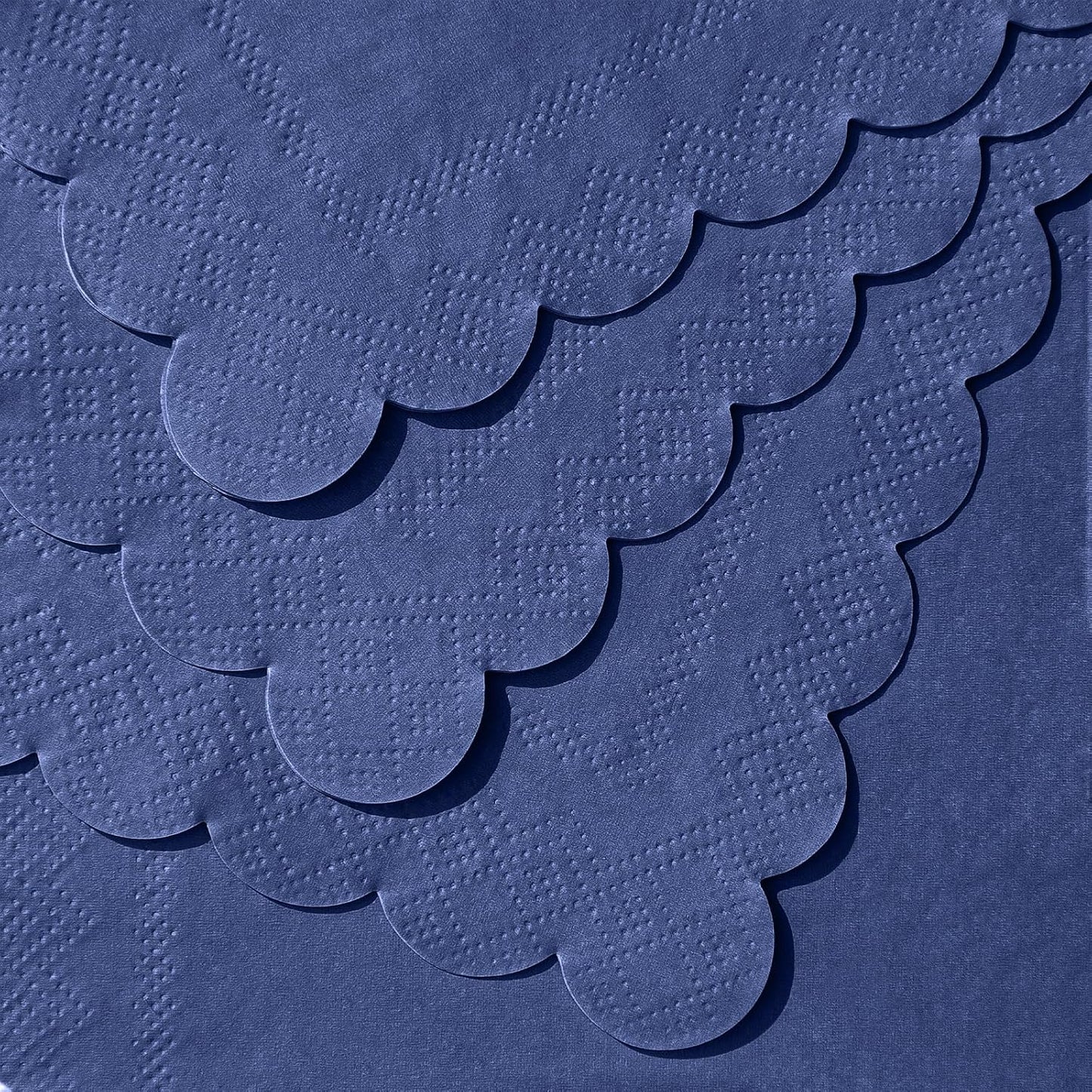 120 Pcs Navy Blue Napkins, Scalloped Blue Cocktail Napkins Disposable Beverage Dessert Napkin Patriotic Napkin for Bar Birthday Baby Shower, 5 x 5 Inch