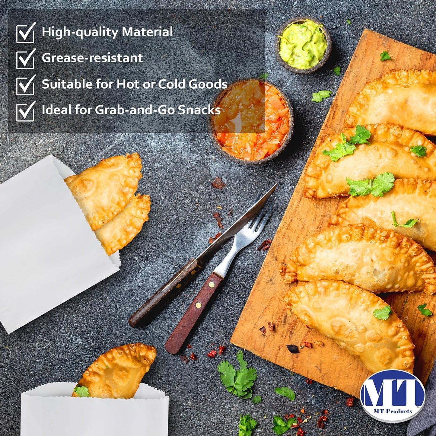 MT Products White Wax Cookie Bags 6" x 6.5" - Grease Resistant Paper Bakery Bags - Pack of 450