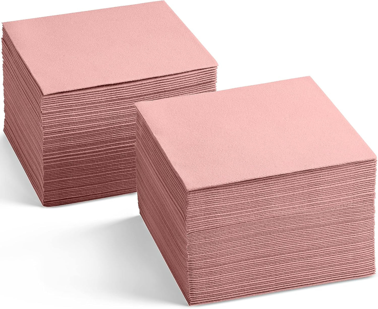 Linen-Feel Cocktail Napkins - Decortive Cloth-Like Mellow Rose Dessert And Beverage Napkins - Soft And Absorbent. For Restaurant, Bar, Cafe, Or Event. (Pack of 100)