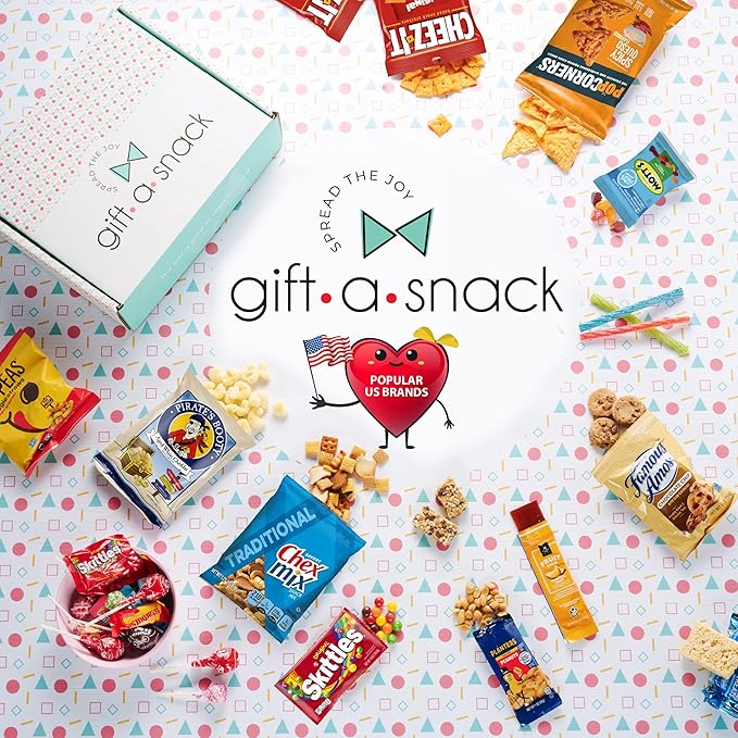 Gift A Snack - Halloween Trick or Treats Snack Box Variety Pack Care Package + Greeting Card (60 Count) Birthday Sweet Treats Gift Basket, Candies Chips Crackers Bars, Office Food Assortments