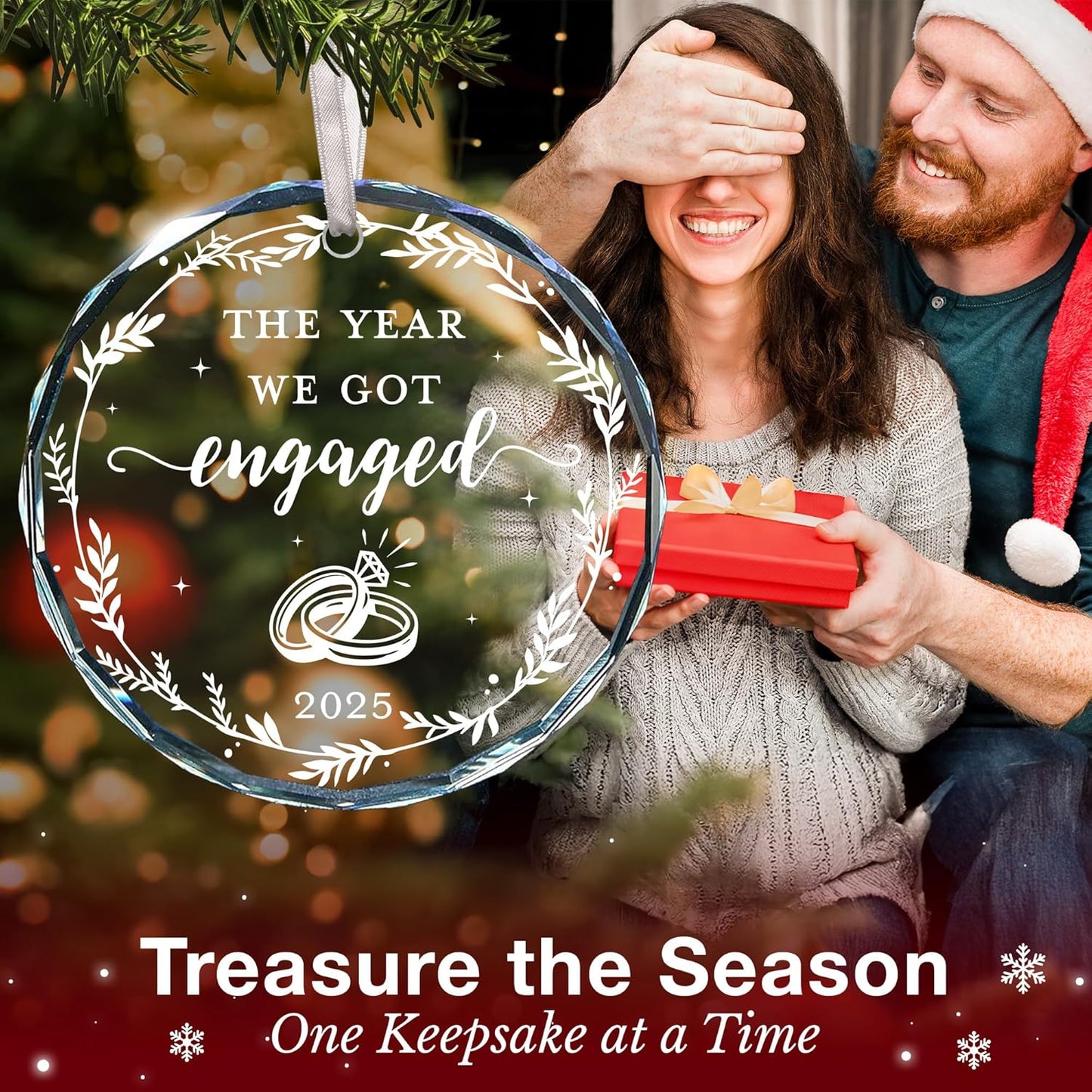 Engagement Ornament - Unique 2025 Engagement Gift for Couples, Celebratory First Christmas Engaged Ornament, Cool Keepsake for Bride to Be, Commemorating Our First Christmas Engaged in 2025