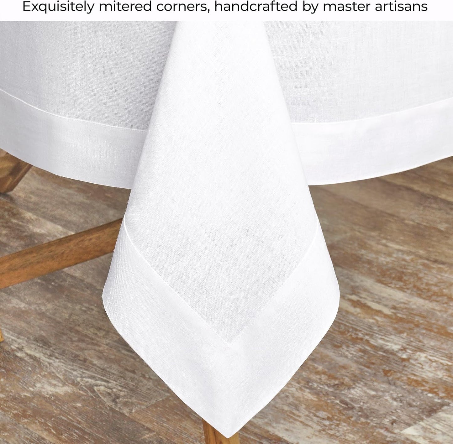 D'Moksha Homes White Linen Tablecloth 60 x 120 Inch - 100% Pure Linen Tablecloth for Rectangle Tables - Machine Washable Table Cloth for Fall, Autumn and Halloween