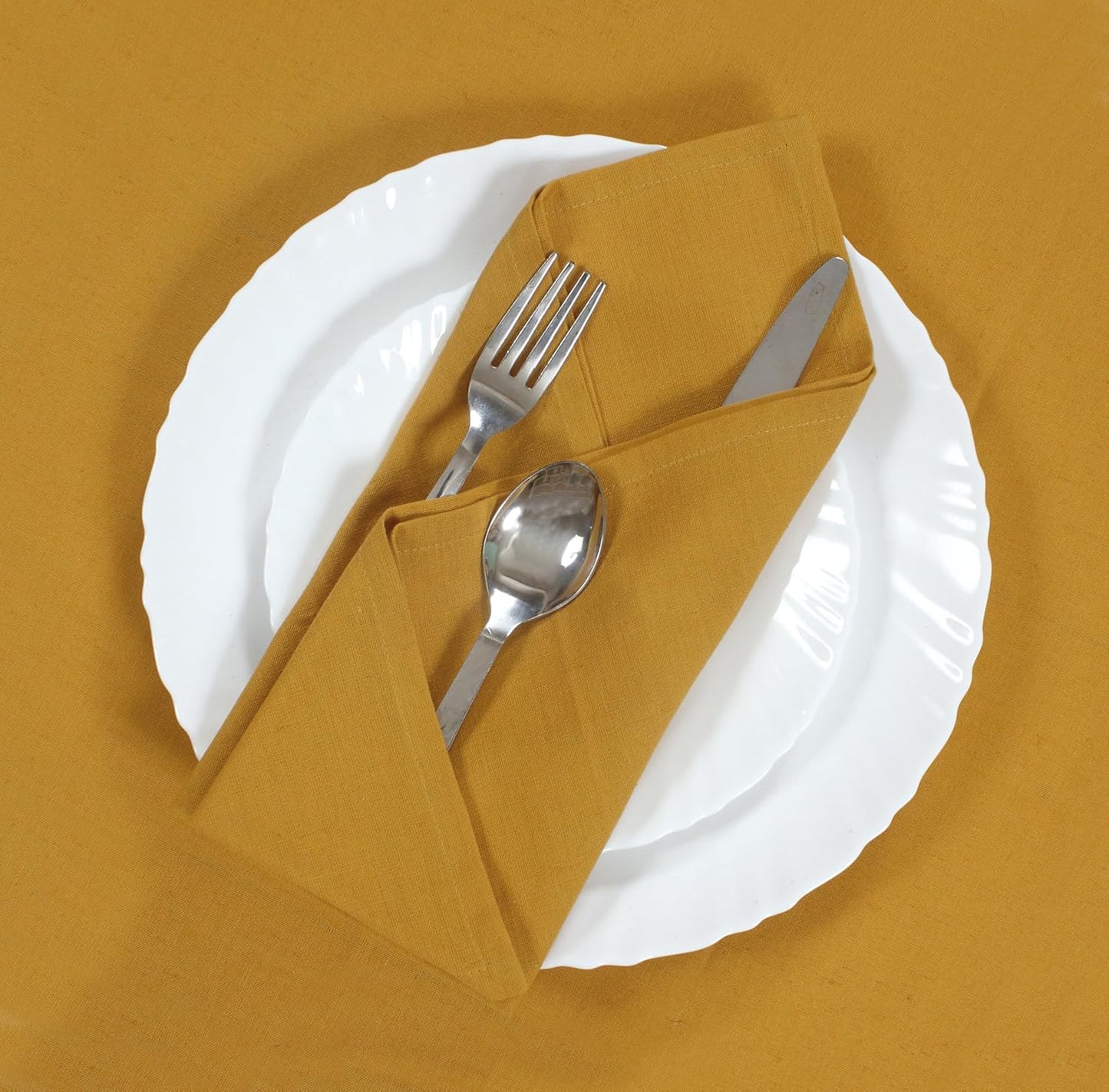 ANA Cloth Napkins Set of 6 (17.5x17.5) inch 100% Cotton Dinner Napkin Washable Hotel Quality Reusable Kitchen & Table Linen for Fall Thanksgiving Family Dinners Weddings & Everyday Use - Mustard