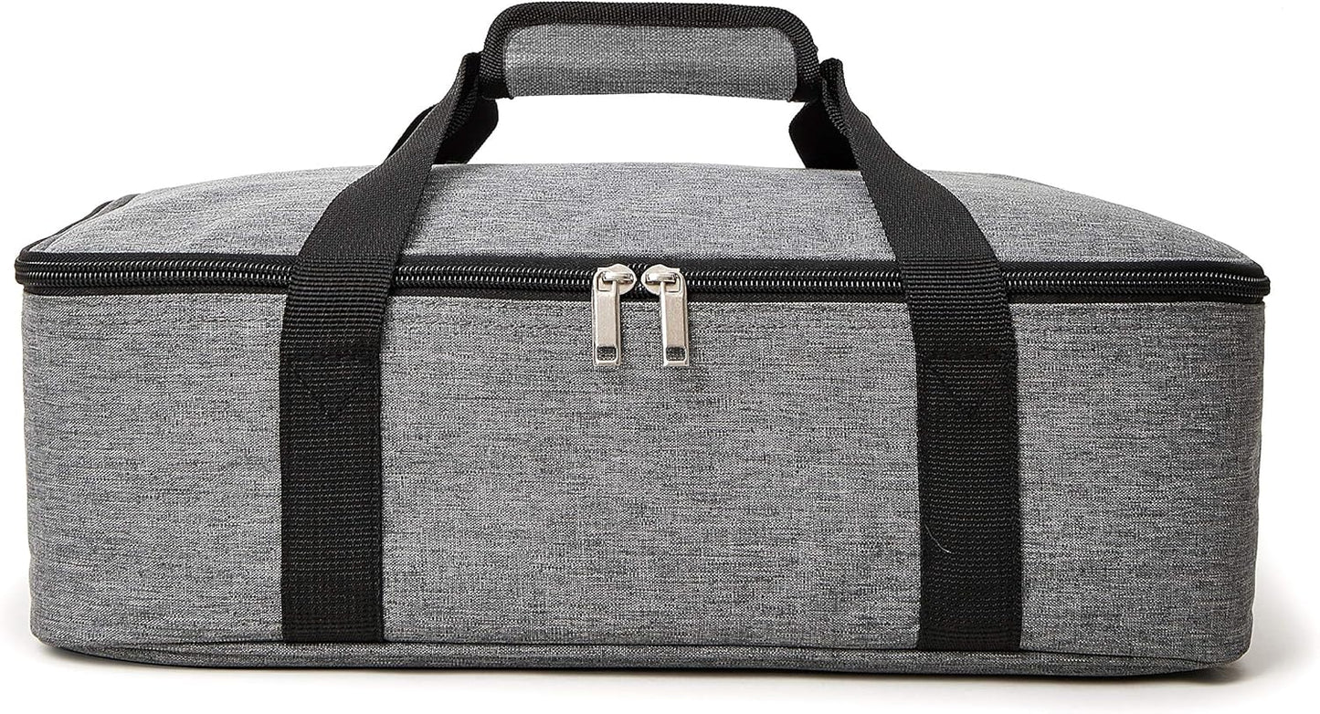 Insulated Casserole Carrier Fit 9"x13" Lasagna Baking Dish Pan for Hot or Cold Food Transport,Portable Reusable Lunch Warmer Tote Bag for Gathering,Camping/Office,Cookouts,Potluck Parties-Gray