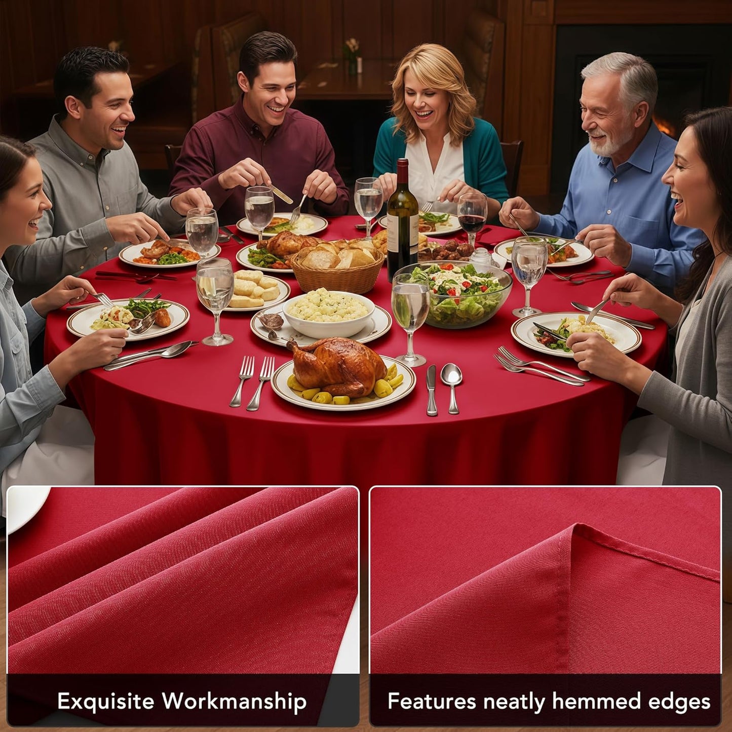 10-Pack Red Round Tablecloths, 70 Inches, Stain-Resistant Polyester for 3-4 Ft Round Tables - Washable Table Covers for Weddings, Banquets, Birthday Parties, Events