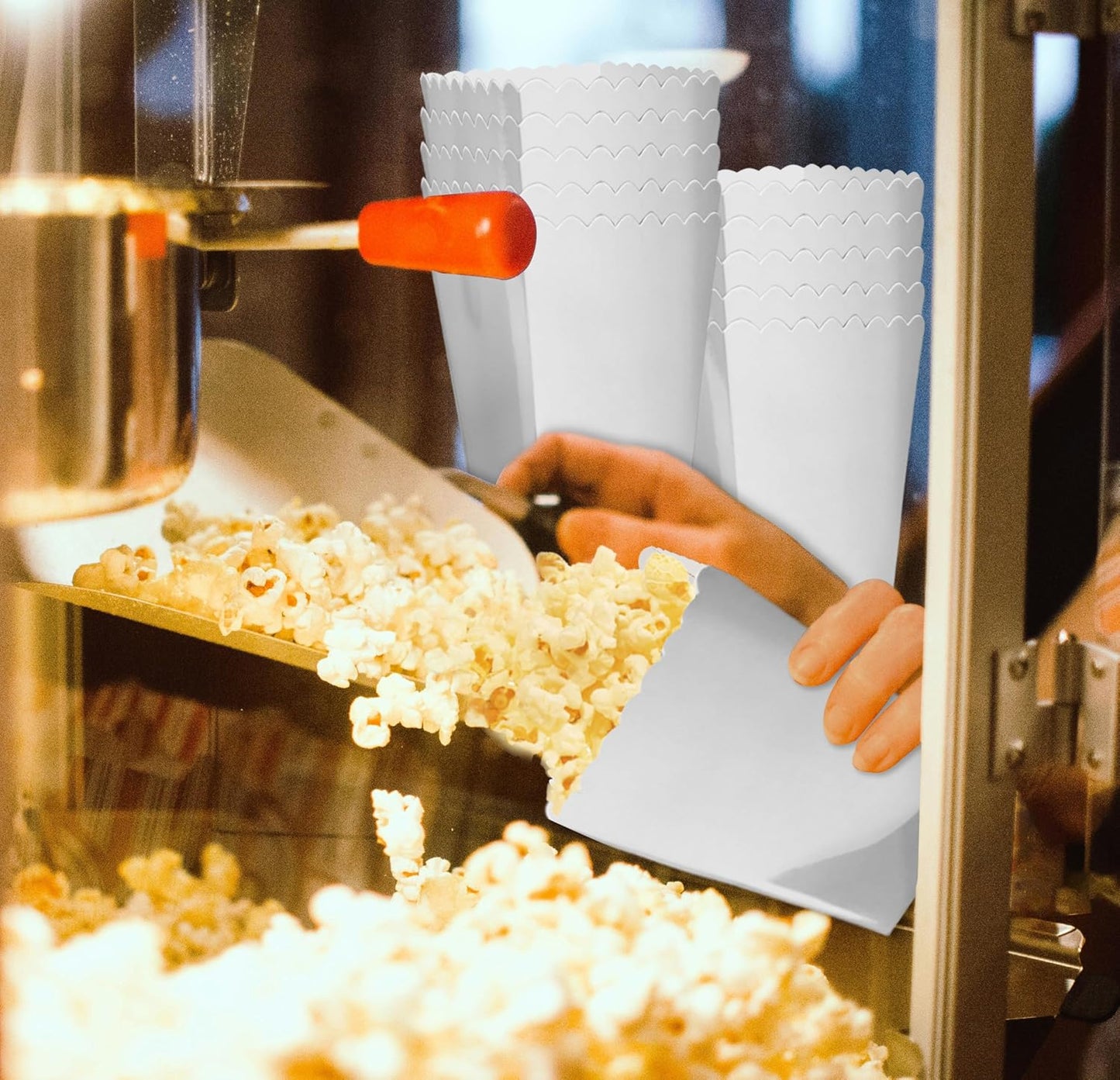 24 Pcs Silver Popcorn Boxes 2 x 4.5 x 2.7 inch Mini Popcorn Boxes Cardboard Popcorn Container for Party Disposable Snack Popcorn Bags