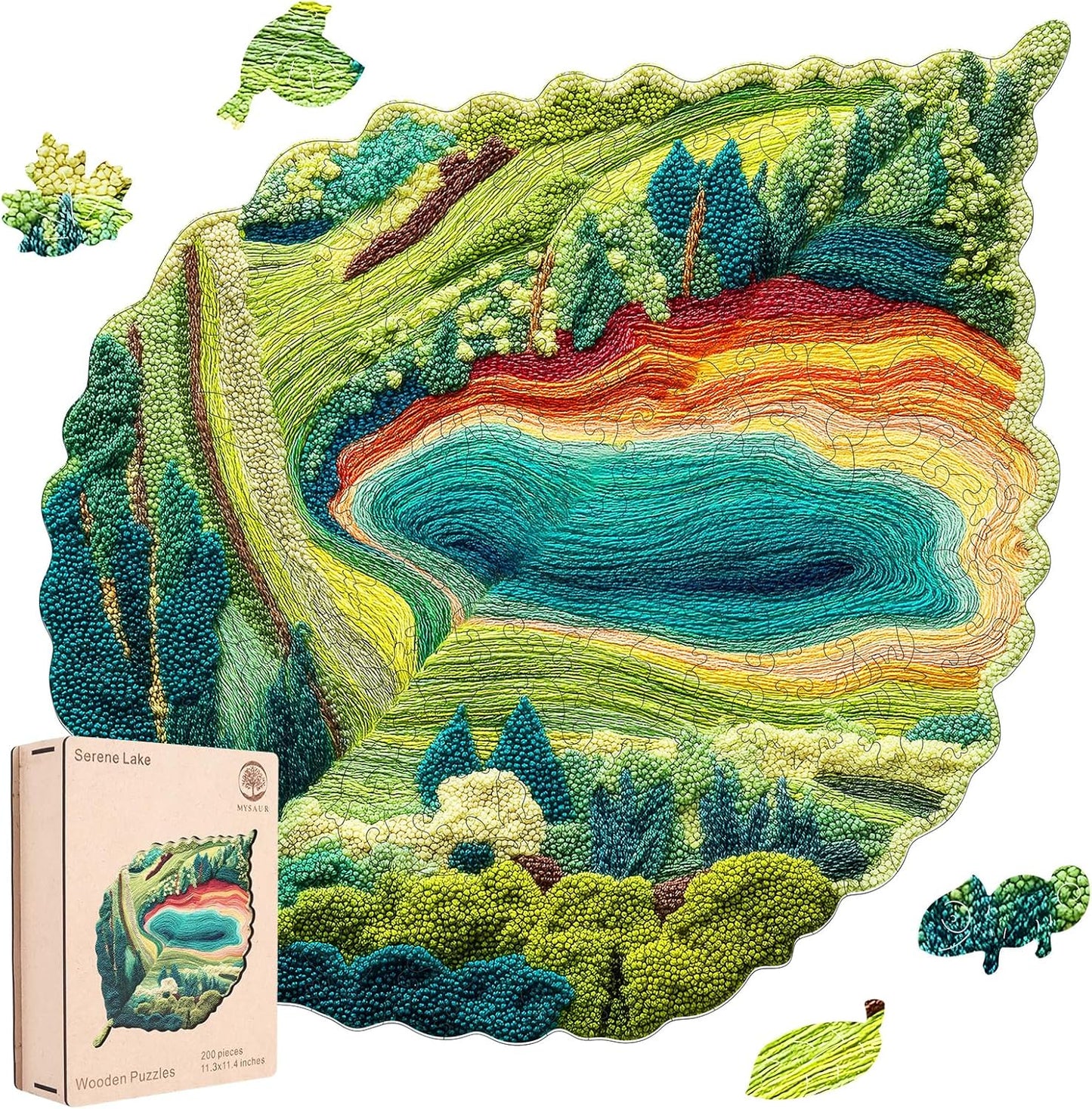 MYS A·U·R Wooden Puzzles for Adults, Serene Lake Jigsaw Puzzle 500pcs, 16.6X16.7in, Creative Wooden Puzzle, Wood Puzzles Adult for Stress Relief Gifts & Relaxation