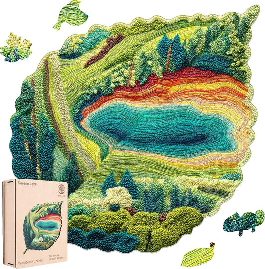 MYS A·U·R Wooden Puzzles for Adults, Serene Lake Jigsaw Puzzle 200pcs, 11.3X11.4in, Creative Wooden Puzzle, Wood Puzzles Adult for Stress Relief Gifts & Relaxation