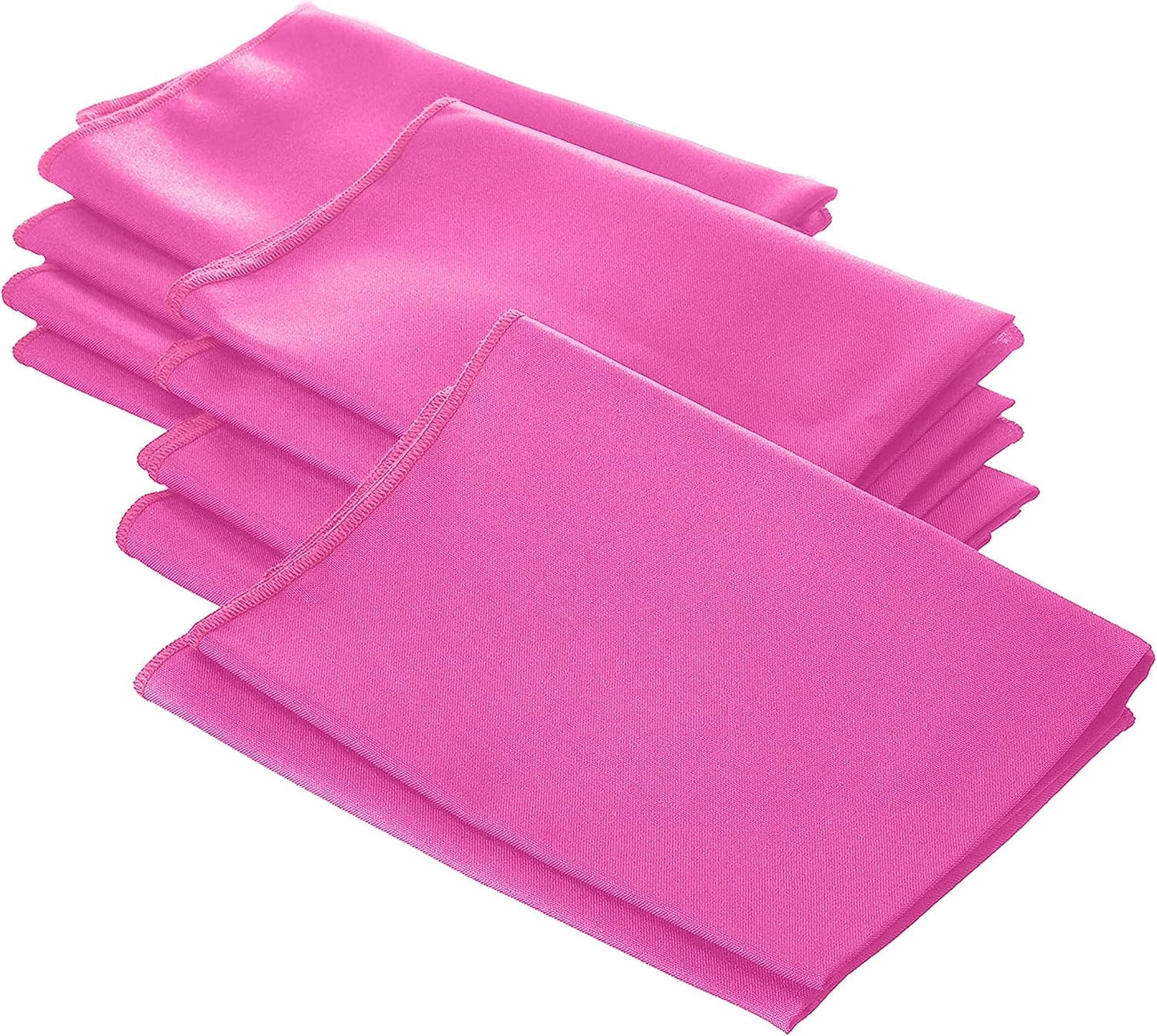 LA Linen 10-Pack Poly Poplin Napkin, Soft Cloth Napkins, Washable Reusable Napkins, Stain and Wrinkle Resistance Table Napkins for Dinner, Wedding, Parties, 18 by 18-Inch, Hot Pink