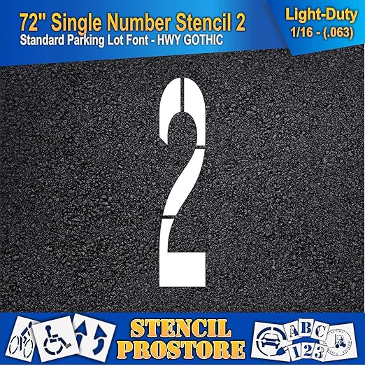 Pavement Stencils - 72 inch Single Number Stencil - 2-72" x 16" x 1/16" (63 mil) - Light-Duty