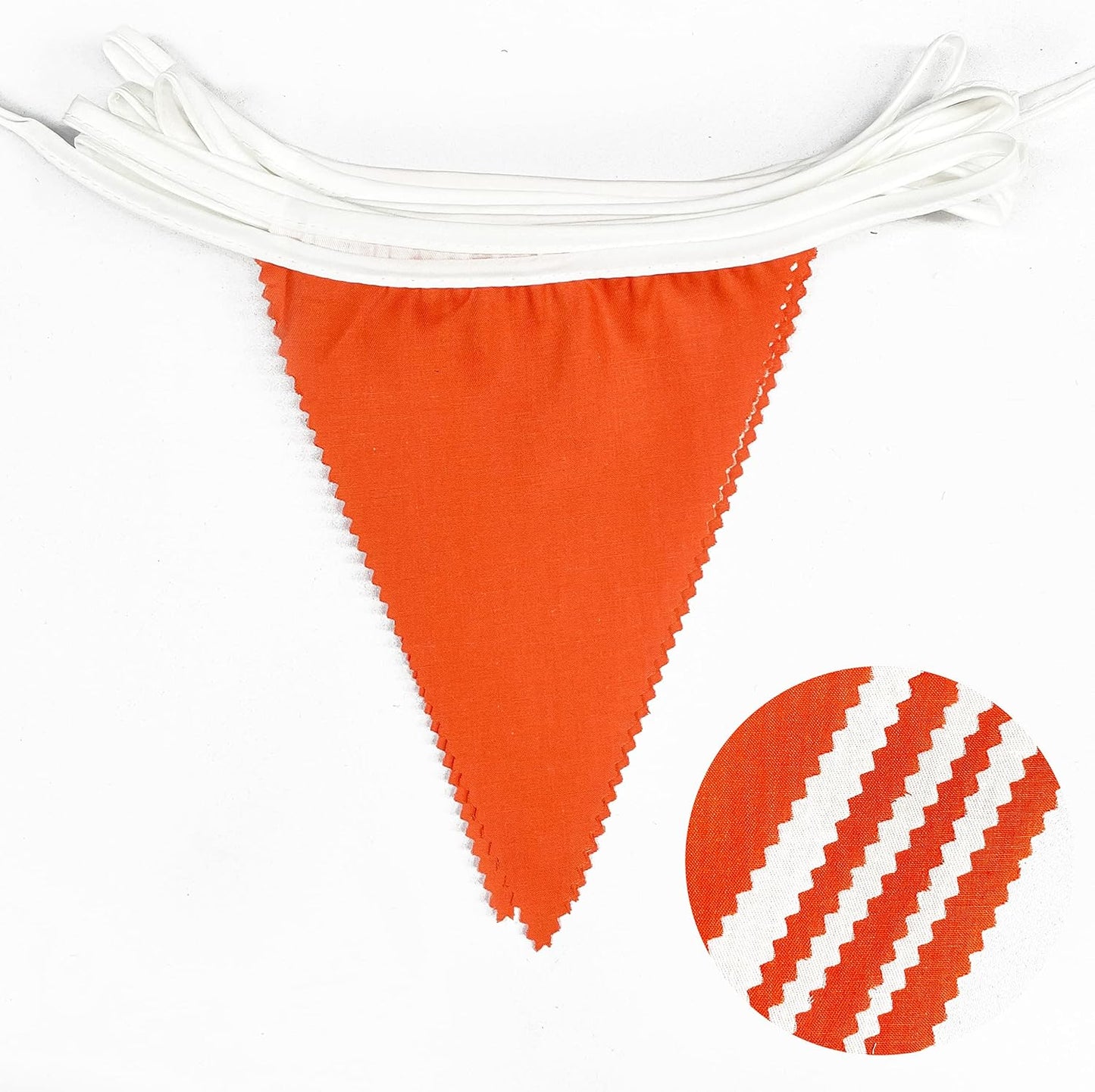 32Ft Orange White Triangle Flag Fabric Banner Pennant Garland Bunting Streamers for Fall Decor Autumn Wedding Birthday Party Thanksgiving Day Graduation Home Nursery Outdoor Garden Hanging Decoration