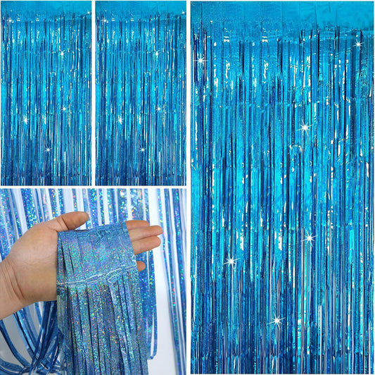 Party Backdrop Curtains Metallic Tinsel Foil Fringe Curtains Party Photo Backdrop Party Streamers for Party Birthday Graduation New Year Eve Bachelorette Decorations Wedding Decor
