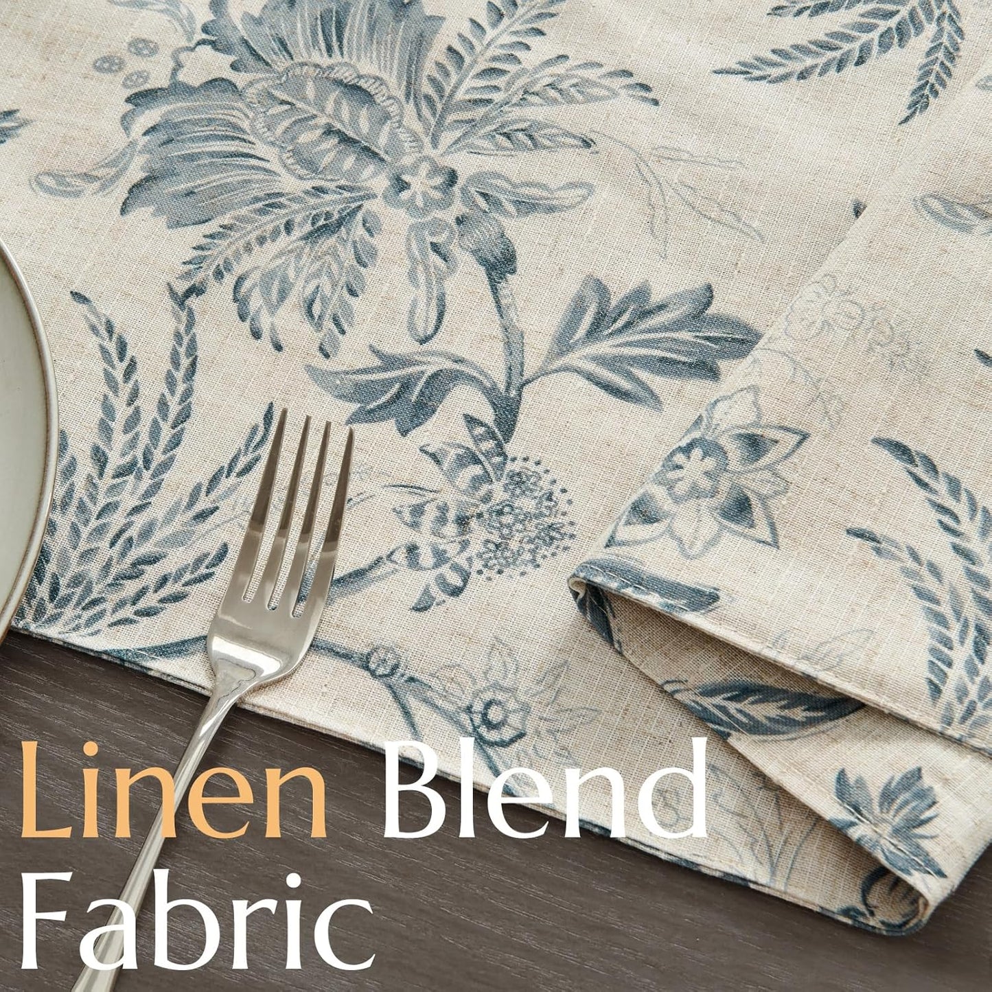 jinchan Linen Table Runner for Kitchen Farmhouse Table Cloth French Country for Party Wedding Birthday Dining Table Indoor Outdoor Decor 13 x 72 Inch 1 Panel Blue