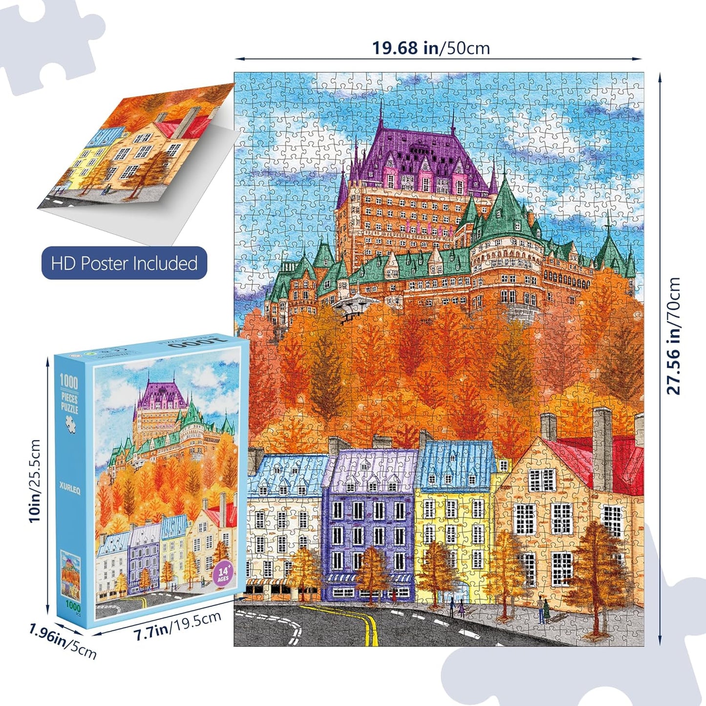 Autumn in Old Quebec 1000-Piece Jigsaw Puzzle for Adults –Challenging Vibrant Fall Streets Art, Premium Matte Finish, 27.56 x 19.68 Inches, Perfect for Game Nights