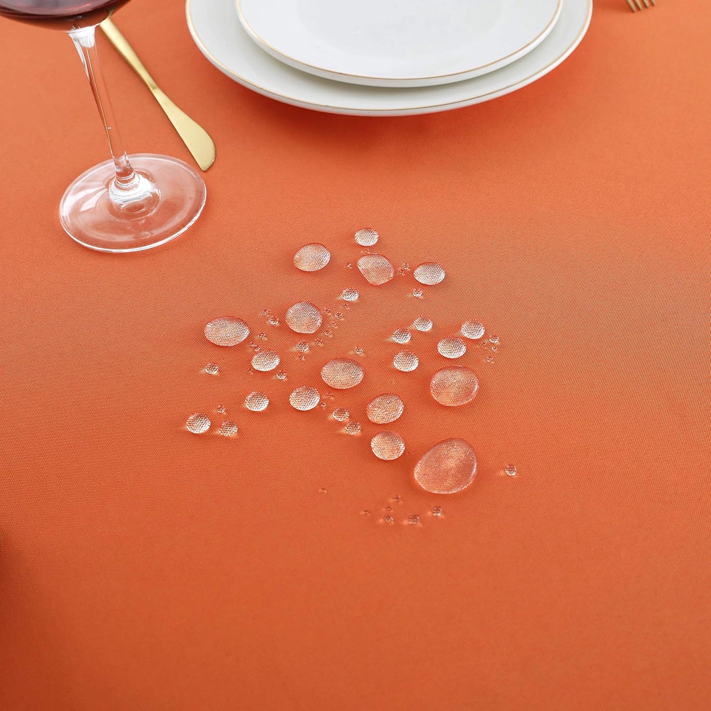 FOLINS&HOME Orange Square Table Cloth in Heavy Duty and Water Resistant Polyester-Wrinkle Free Spillproof and Washable Tablecloths 60 x 60 inch-Table Cover for Indoor and Outdoor-Oblong/Rectangle