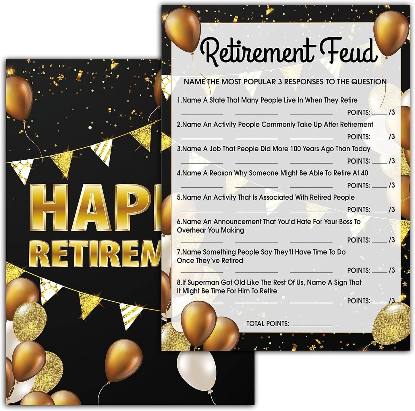 Retirement Party Games - Retirement Feud Party Game for Adults - 30 Game Cards – Retirement Party Favors Supplies Decorations (03)