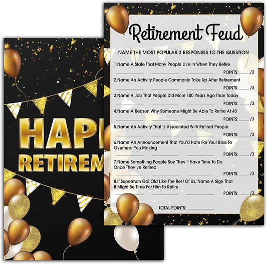 Retirement Party Games - Retirement Feud Party Game for Adults - 30 Game Cards – Retirement Party Favors Supplies Decorations (03)