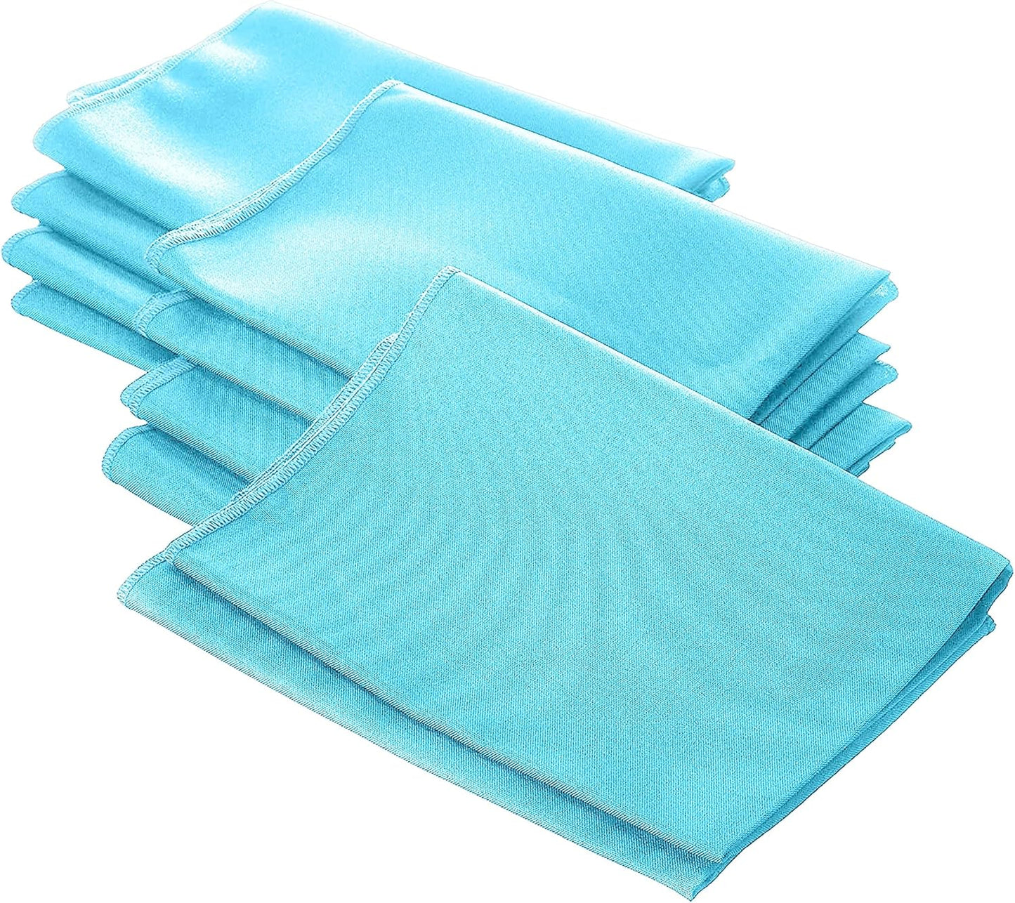 LA Linen 10-Pack Poly Poplin Napkin, Soft Cloth Napkins, Washable Reusable Napkins, Stain and Wrinkle Resistance Table Napkins for Dinner, Wedding, Parties, 18 by 18-Inch, Turquoise Light
