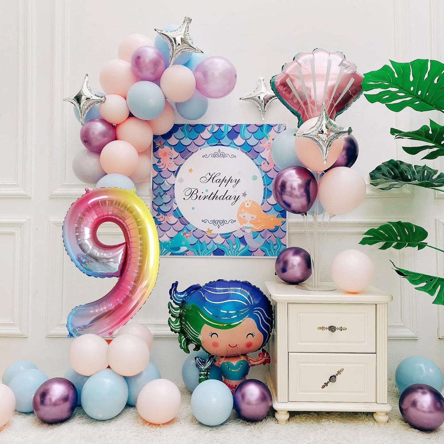 Smlpuame 40 Inch Number Balloons 0-9 Rainbow Gradient Large Number 9 Balloons, Digital Balloons for Birthday Party Celebration Decorations, Helium Foil Number Balloons for Wedding Anniversary