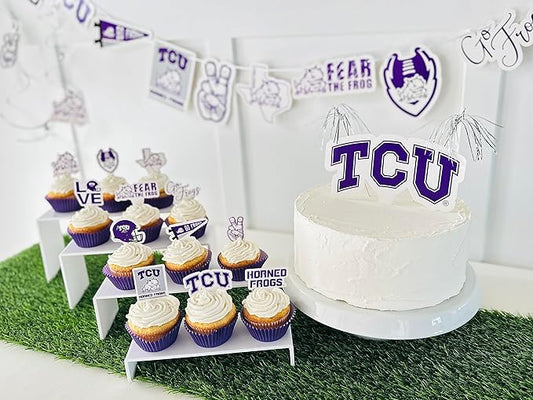 TCU Party Supplies for Football, Birthday Gift, Graduation Party Banner and Cake Toppers (42 Pieces) (TCU Horned Frogs)