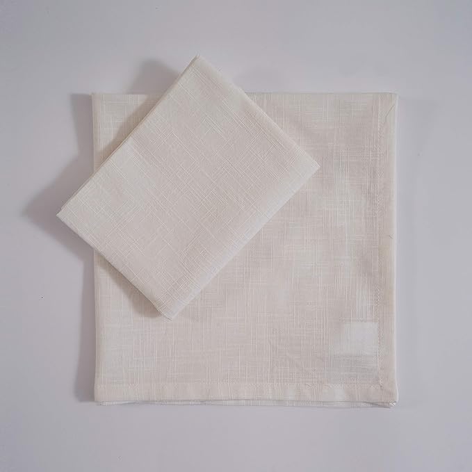 FINGERCRAFT Cloth Napkins Set of 6 Cotton Blend 20x20 Inch Large Size Dinner Napkins Cloth Perfect for Parties Dinners Weddings Cocktail Christmas Easter Stonewashed Off White