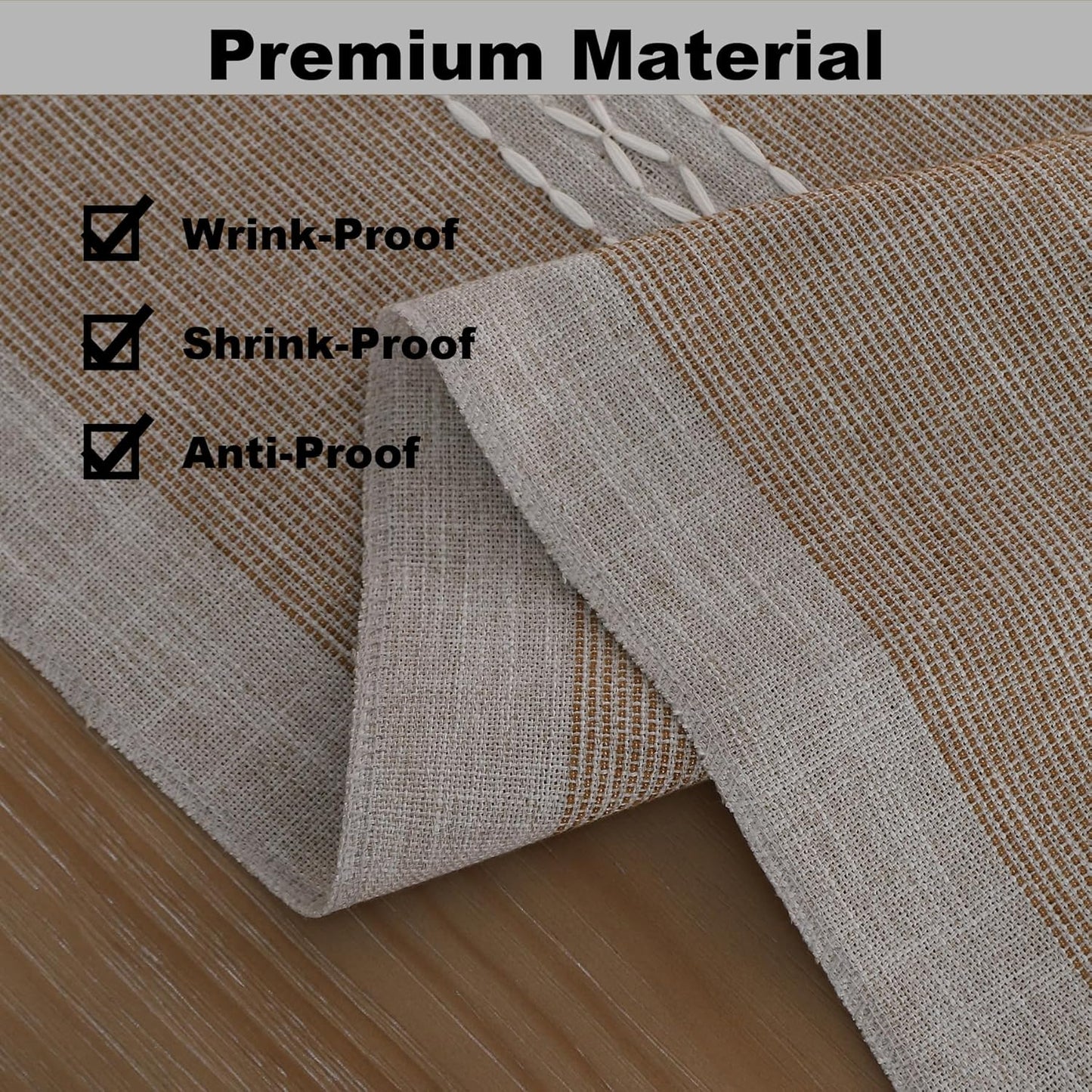 Gernaice Boho Table Runner, Rustic Cotton Linen Farmhouse Table Runners for Dresser End Coffee Table Home Decor, 24" L X 13" W Brown