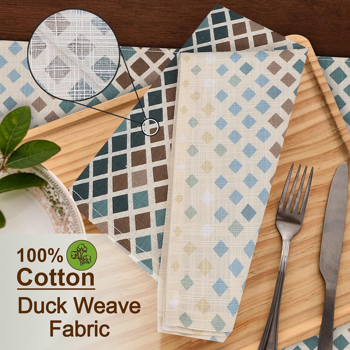RUVANTI Cloth Napkins Set of 6 Cotton 100%, 18x18 Inches Napkins Cloth Washable, Soft, Absorbent. Cotton Napkins for Parties, Christmas, Thanksgiving, Weddings, Dinner Napkins Cloth - Faded