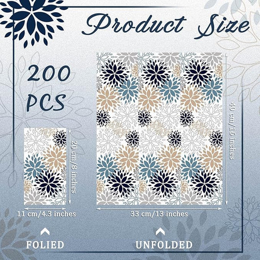 Karenhi 200 Pcs Floral Hand Paper Towel 2 Ply Dahlia Flower Guest Napkins Spring Guest Paper Napkins for Bathroom Disposable Hand Towels for Wedding Bridal Baby Shower Birthday Party
