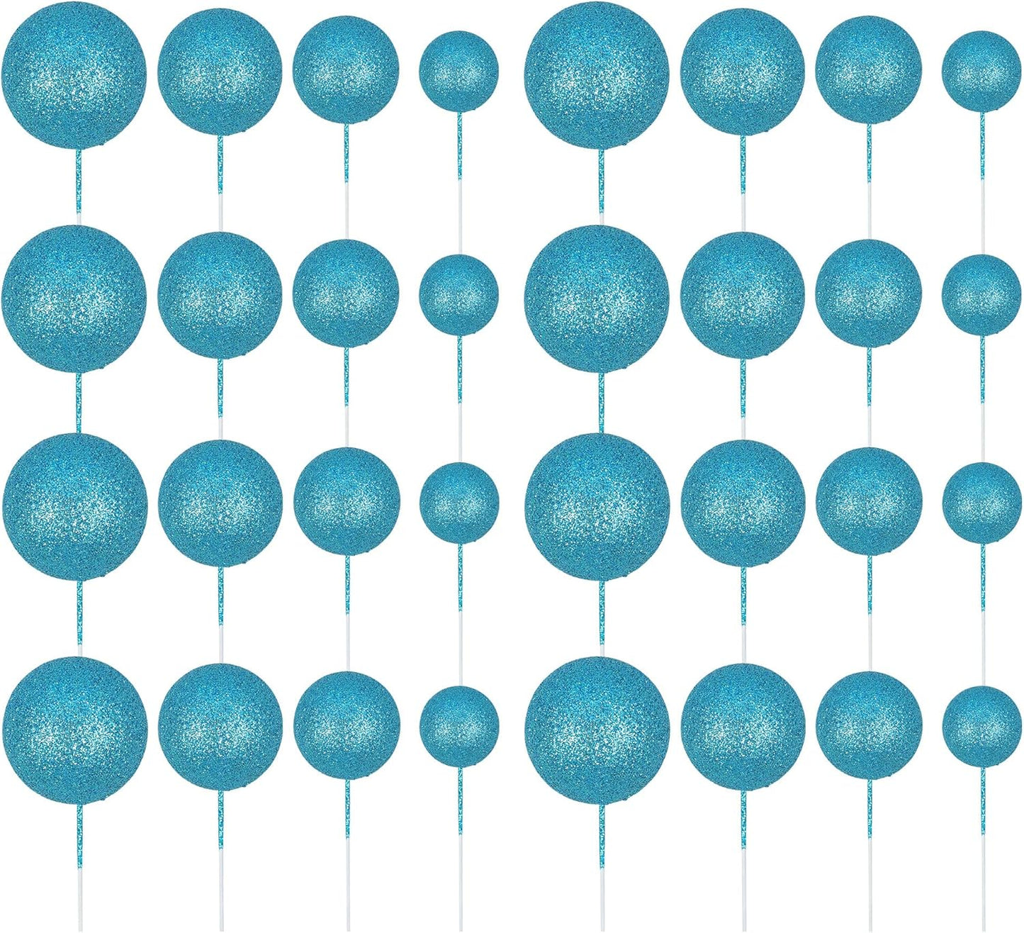 30Pcs Glitter Balls Cake Topper DIY Cake Insert Toppers Ball Cake Picks Cupcake Topper for Birthday Party Baby Shower Wedding Cake Decoration Blue