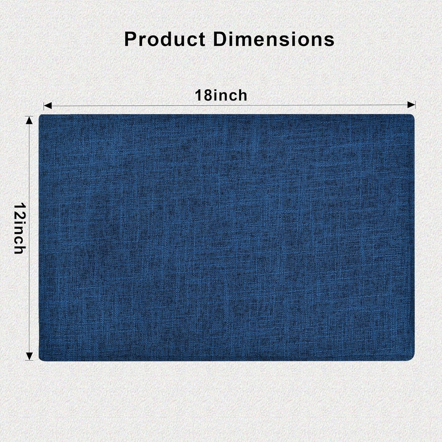 SLKQG Navy Linen-Look Fabric Placemats Set of 6, Heat Resistant & Machine Washable Double-Layered Cloth Placemats for Dining Table, Indoor/Outdoor Use, Non-Slip Kitchen Table Mats (6, Navy)