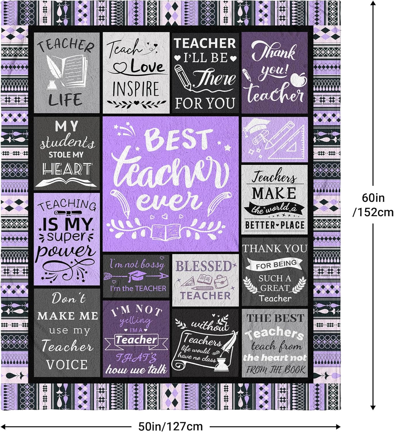 Teacher Appreciation Gifts, Teacher Gifts for Women, Gifts for Teachers, Best Teacher Birthday Gifts, Cool Teacher Retirement Gifts, Funny Teacher Gift Ideas, New Teacher Gifts Purple Blanket 60"X50"