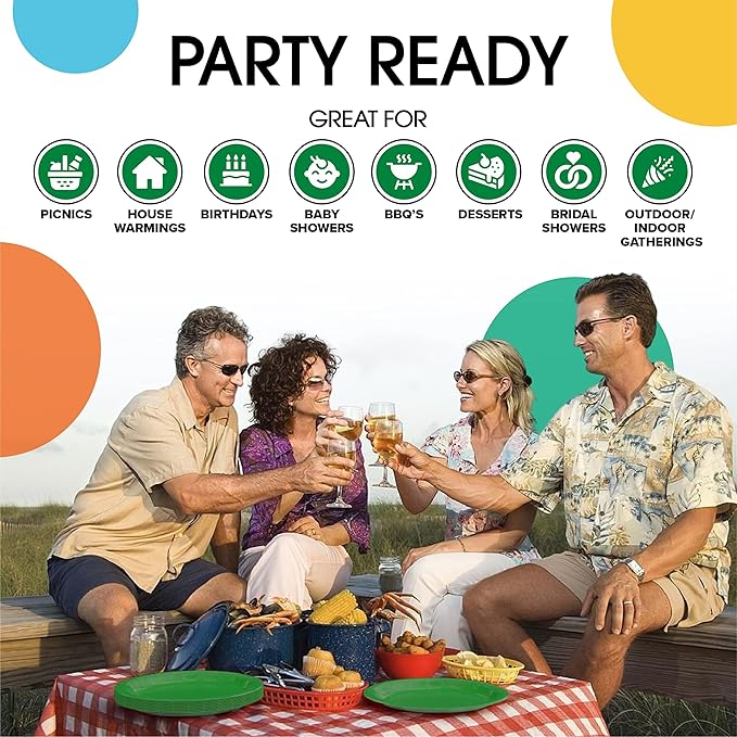 Exquisite Party Solids Emerald Green Paper Plates Disposable Heavy Duty 9 Inch Emerald Green Disposable Plates For Party 100 Pcs Heavy Duty 350 GSM, Birthday Supplies