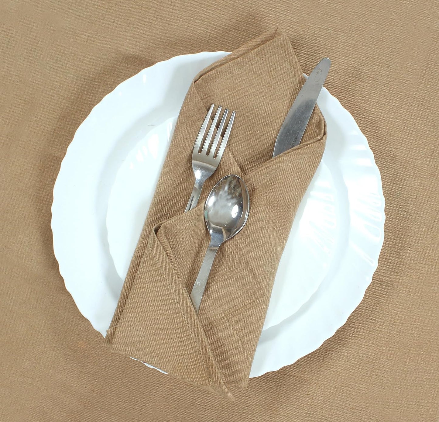 ANA Cloth Napkins Set of 12 (17.5x17.5) inch 100% Cotton Dinner Napkin Washable Hotel Quality Reusable Kitchen & Table Linen for Fall Thanksgiving Family Dinners Weddings & Everyday Use - Brown