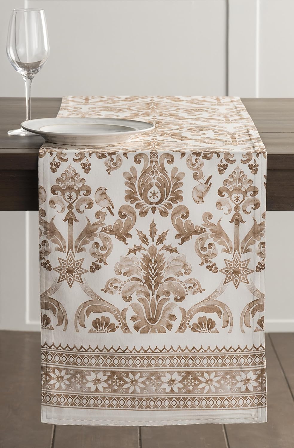 Maison d' Hermine Table Runner 100% Cotton Single Layer Table Runners 60 inches Long for Thanksgiving Christmas Decorations Home Kitchen Dining Party Wedding (Allure, 14.5" x 60")