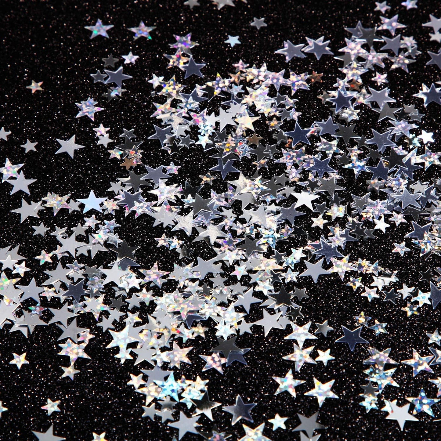 Hestya 60g Star Confetti Glitter Table Confetti Metallic Foil Stars for Christmas Party Wedding Festival Decorations(Silver Set,10mm and 6mm)