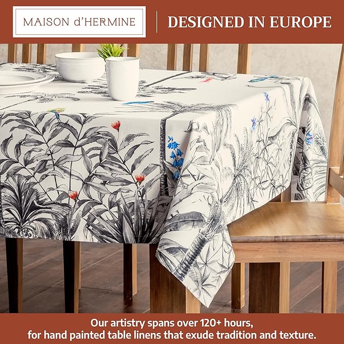 Maison d' Hermine Table Cloth Rectangle Table 100% Cotton 70 x 90 Inches Fall Tablecloth Reusable Everyday Use for Thanksgiving Christmas Decorations Dining Farmhouse Party (Amazonia)