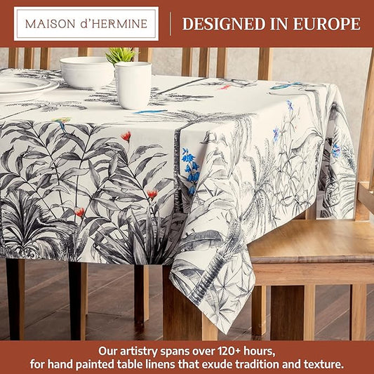 Maison d' Hermine Table Cloth Rectangle Table 100% Cotton 70 x 90 Inches Fall Tablecloth Reusable Everyday Use for Thanksgiving Christmas Decorations Dining Farmhouse Party (Amazonia)