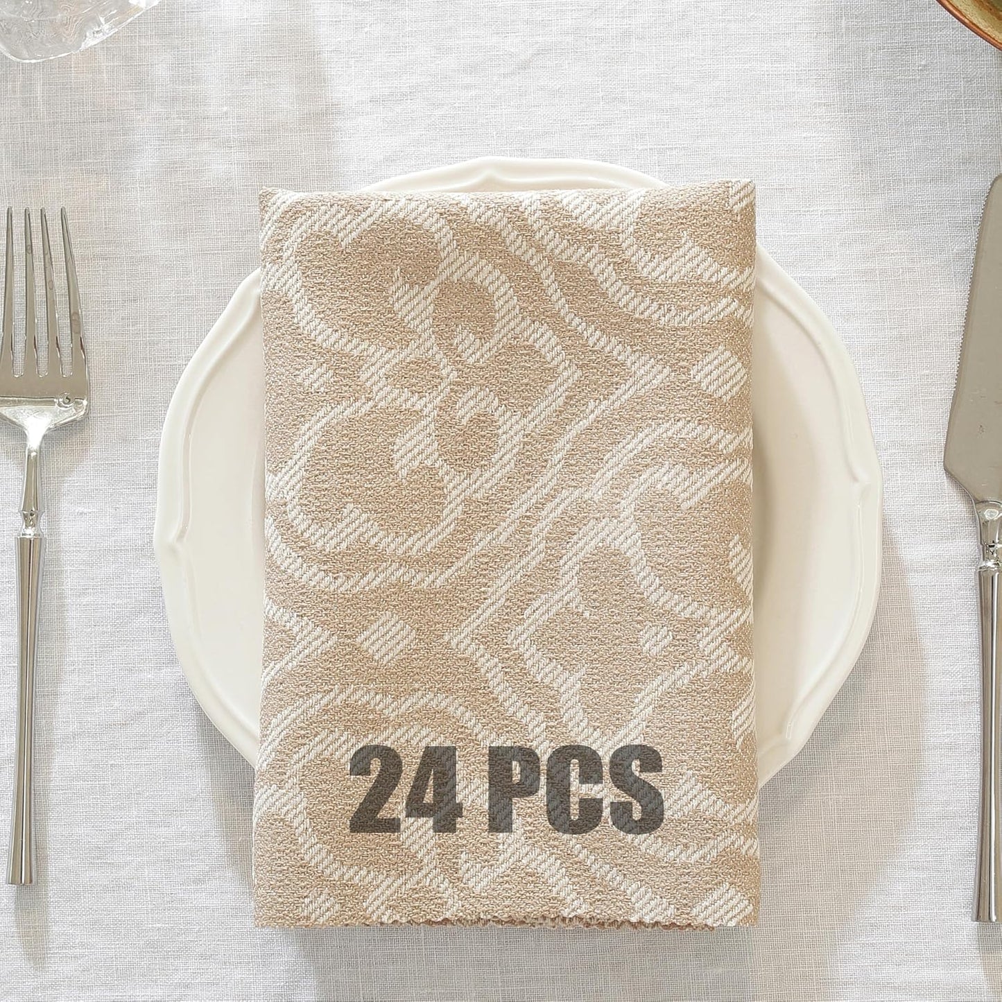 Cloth Napkins Set of 24 Reusable Bohemian,UWWGKK 17x17 Inch Napkins Cloth Washable for Dinner, Restaurant,Wedding,Hotel