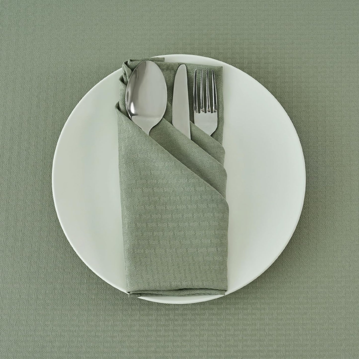 maxmill Cloth Napkins Weaved Texture Pattern Soft Comfortable and Luxury Serviette for Restaurant Family Dinners Weddings Parties and Banquets Set of 4 Pieces, 20 x 20 Inch Sage Green